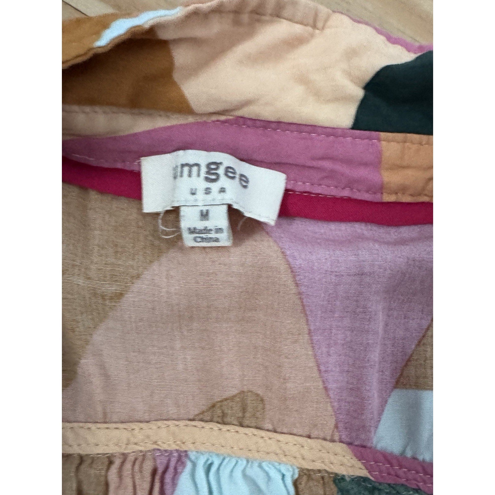 UMGEE FULL SIZE BUTTON DETAIL RUFFLE SLEEVE MINI DRESS Orange Multi Women’s Med