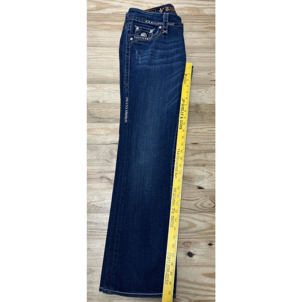 Rock Revival Celine Boot Cut Jeans Flap pockets Distressed Sz 30