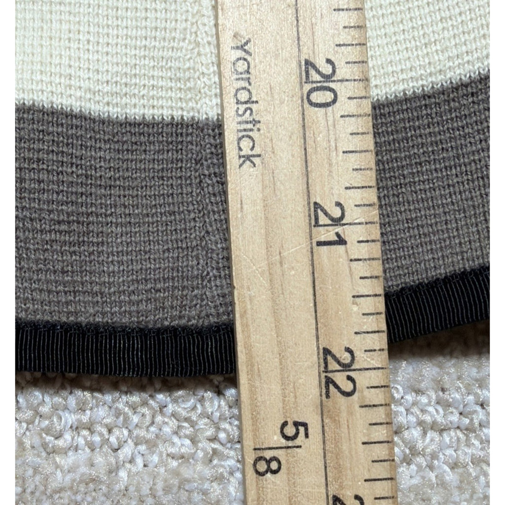 LOFT Ann Taylor Striped Knit Blazer Womens Medium Brown Cream Cotton Jacket