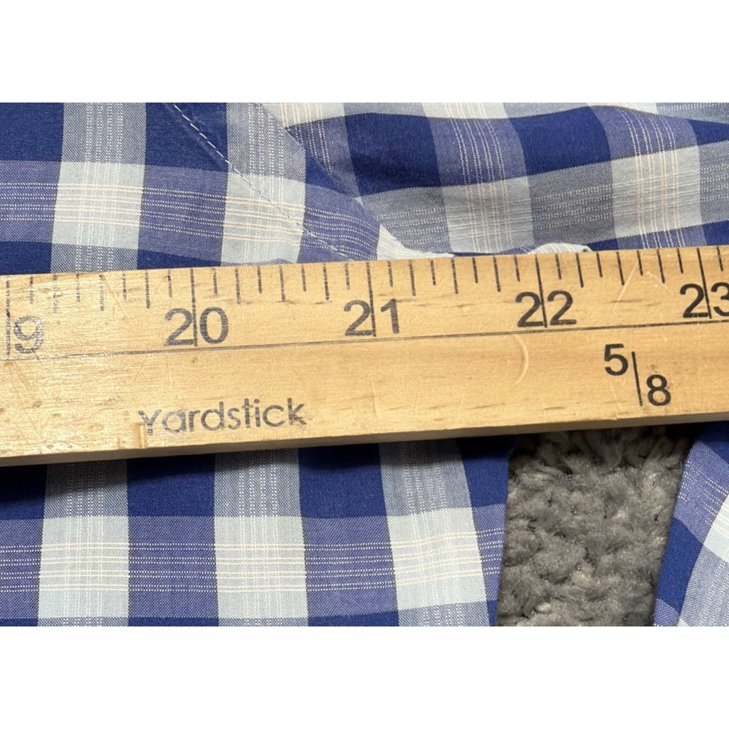 Peter Millar Crown Gingham Shirt Mens M Blue Plaid Button Down Long Sleeve