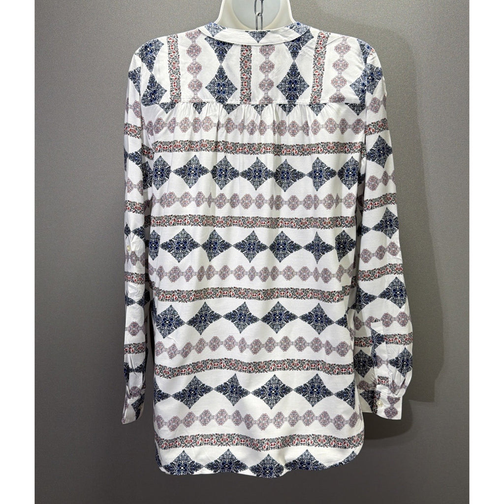 New Loft Women’s Pullover Top Red White Blue Floral Print Oversized Size XS NWT