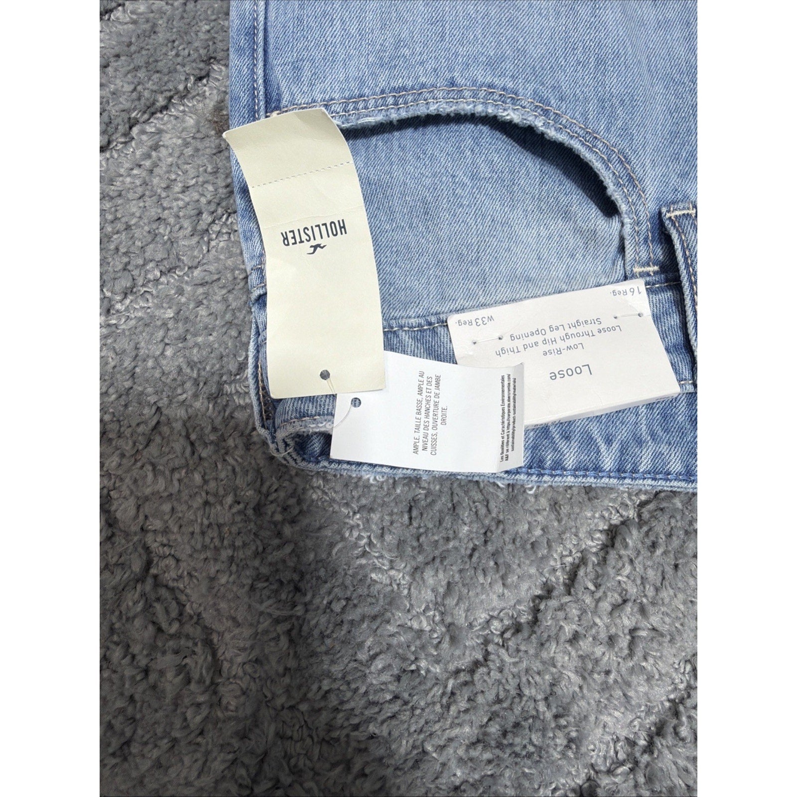 Hollister Womens Low Rise Loose Straight Leg Denim Jeans Size 16R 40x31