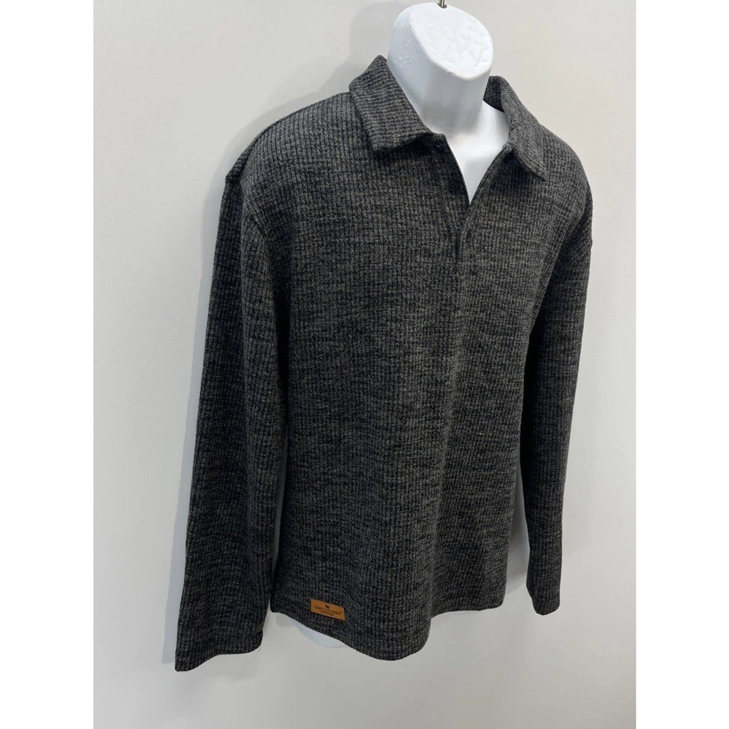 Simply Southern Charcoal Gray Long Sleeve Polo Knit Size Large Men’s