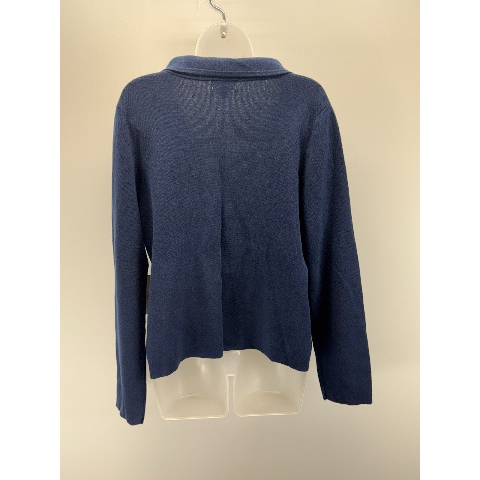 Studio Works Cotton Sweater Blazer Cardigan 2 Button Navy Blue Women’s Size L