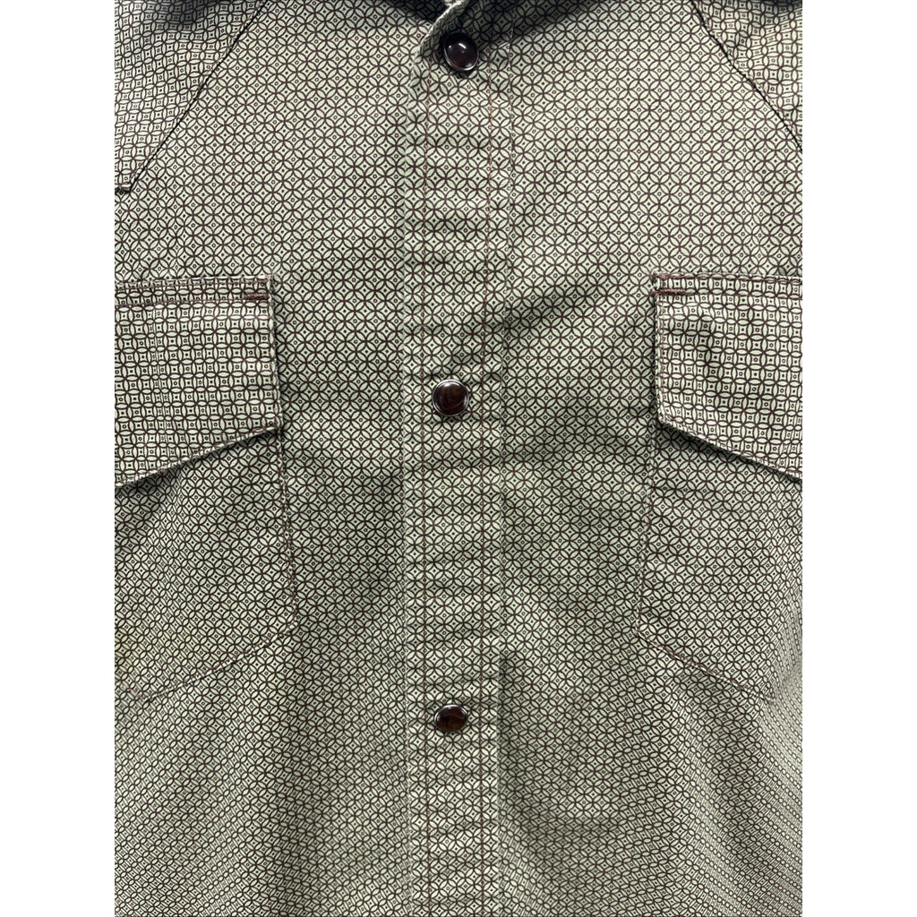 Gibson Men's Pearl Snap Western Shirt XL Long Sleeve All Over Pattern Green