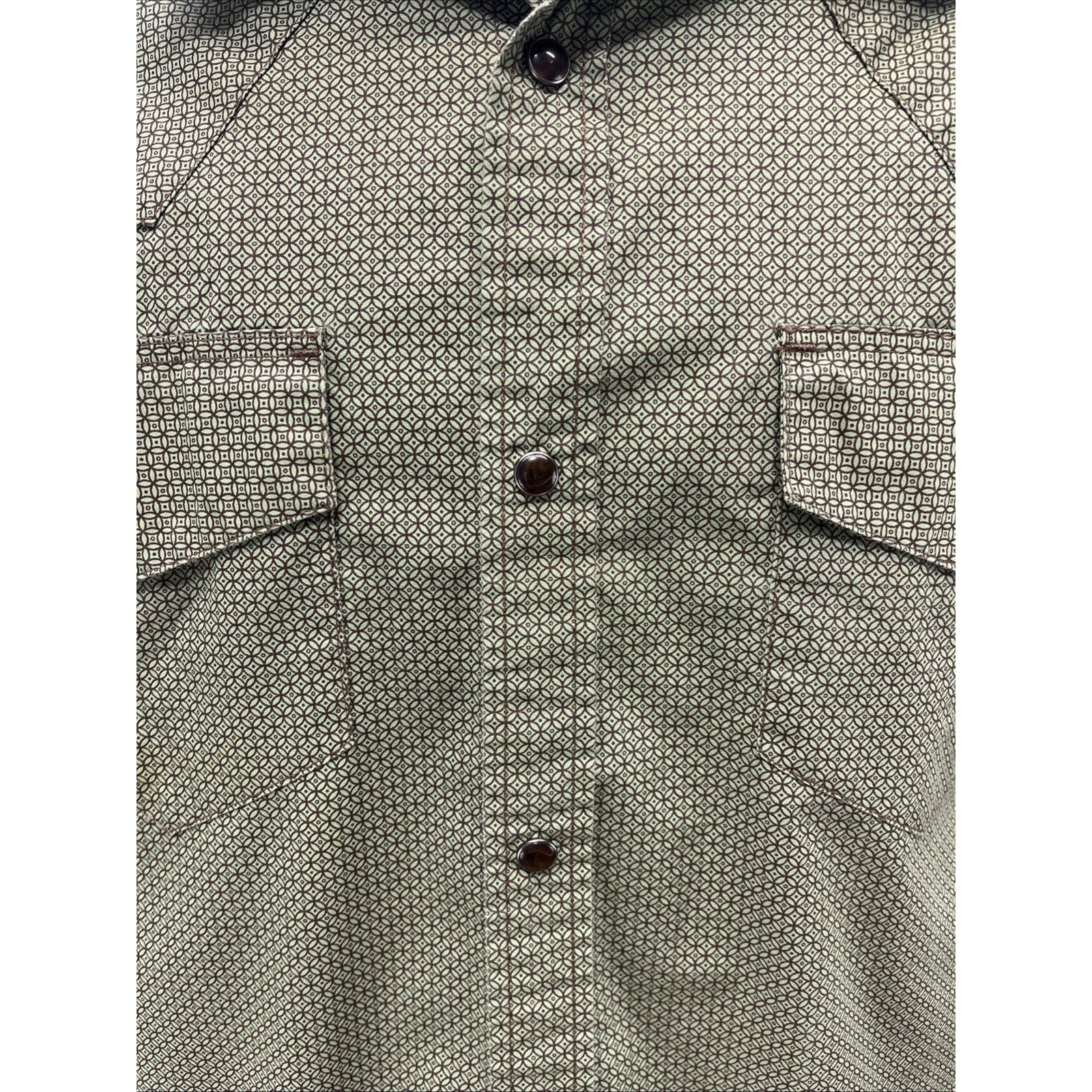 Gibson Men's Pearl Snap Western Shirt XL Long Sleeve All Over Pattern Green