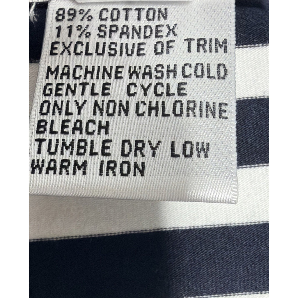 New Talbots White/Navy Blue Striped Johnny Collar Long Sleeve Top Plus Size 3X
