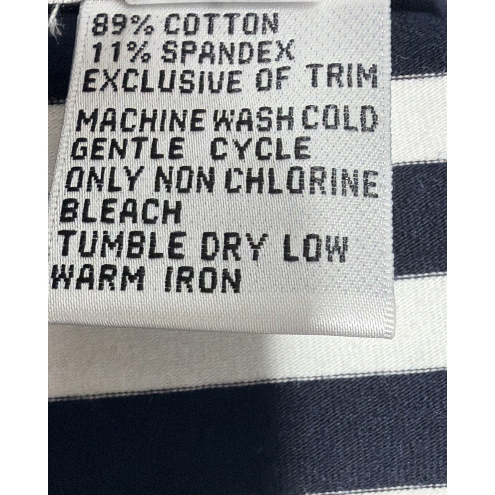 New Talbots White/Navy Blue Striped Johnny Collar Long Sleeve Top Plus Size 3X