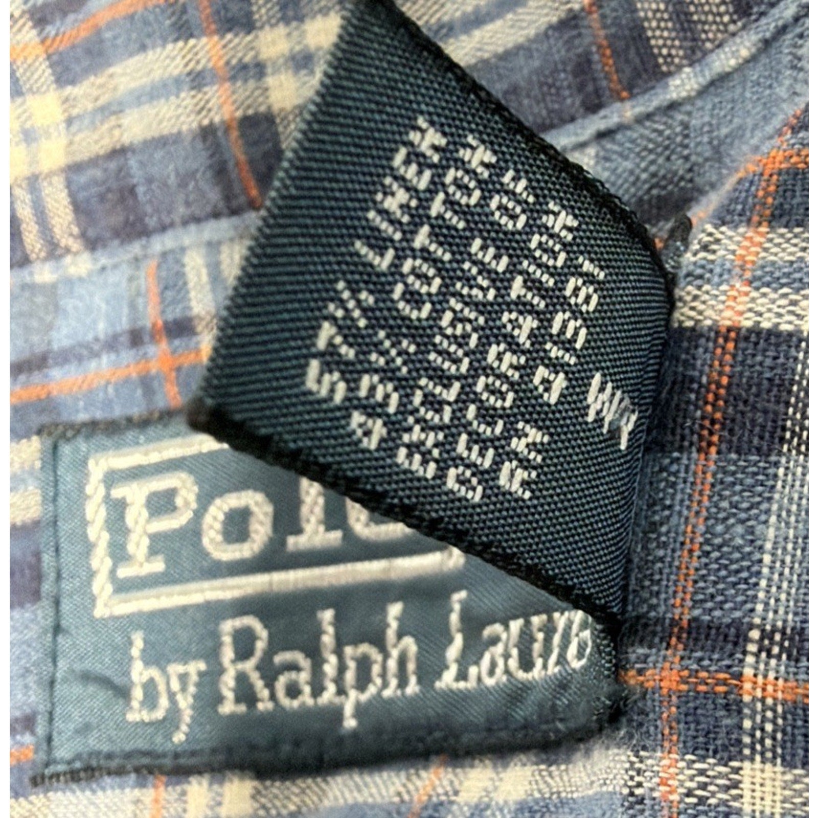 Ralph Lauren Polo Button Down Shirt XL Linen Multi Blue Plaid Preppy Casual
