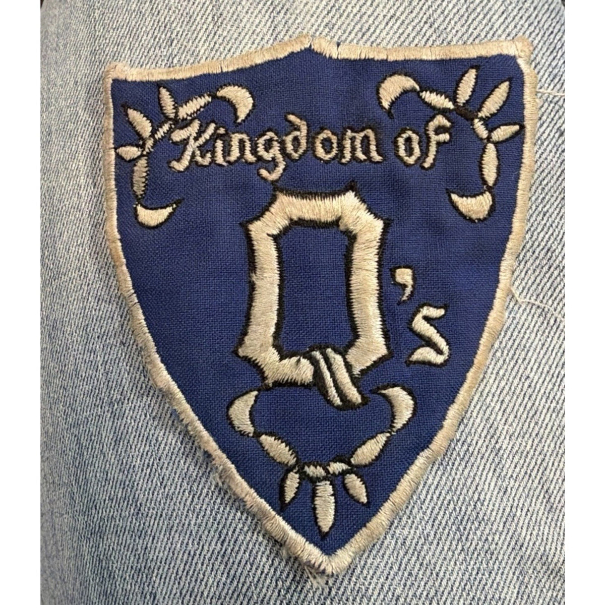 Pair White Letter Q Patches 2" Old English Gothic Embroidered Iron-On Sew-On