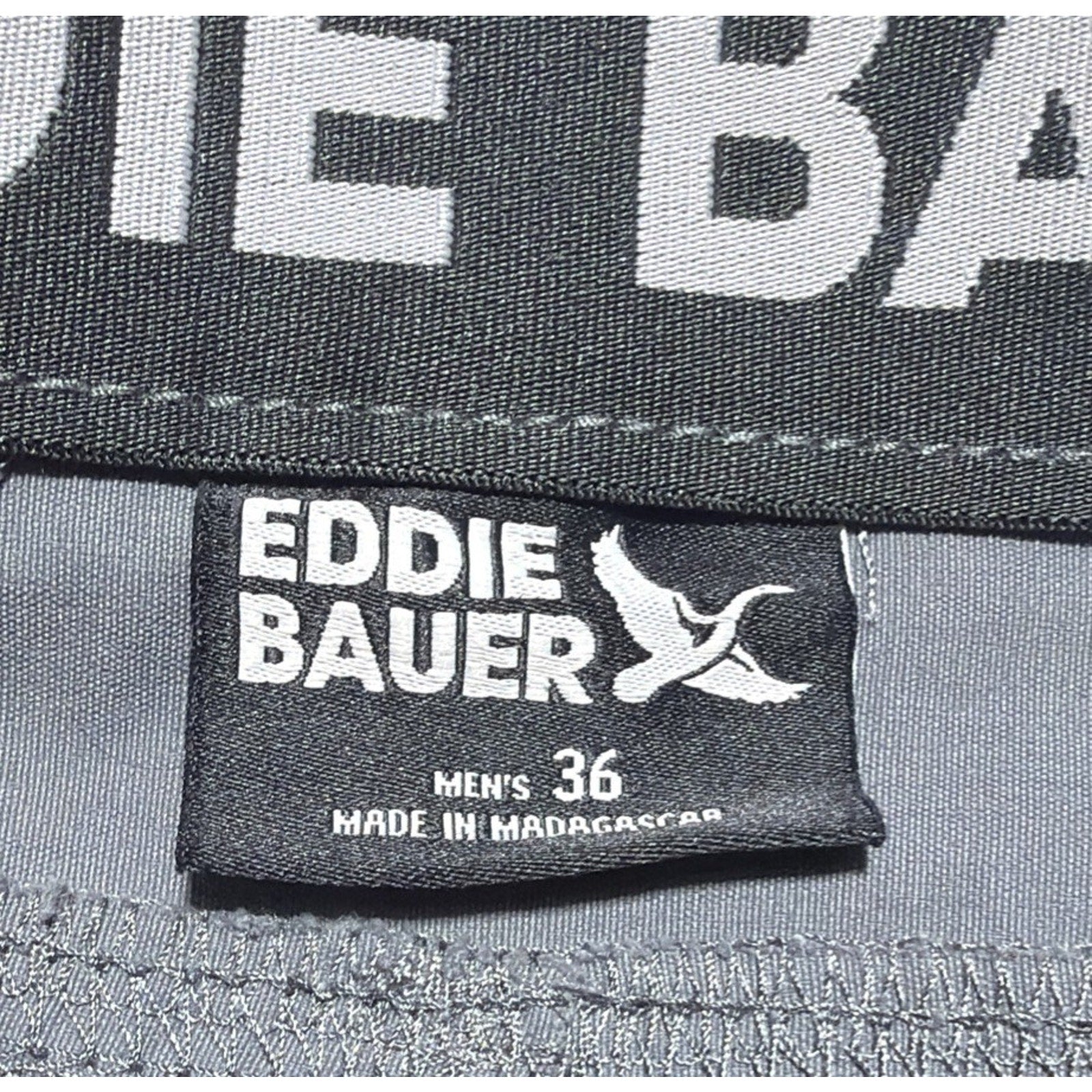 EDDIE BAUER Shorts Mens 36 x 10 Storm Gray Rainer Hiking Outdoor Nylon
