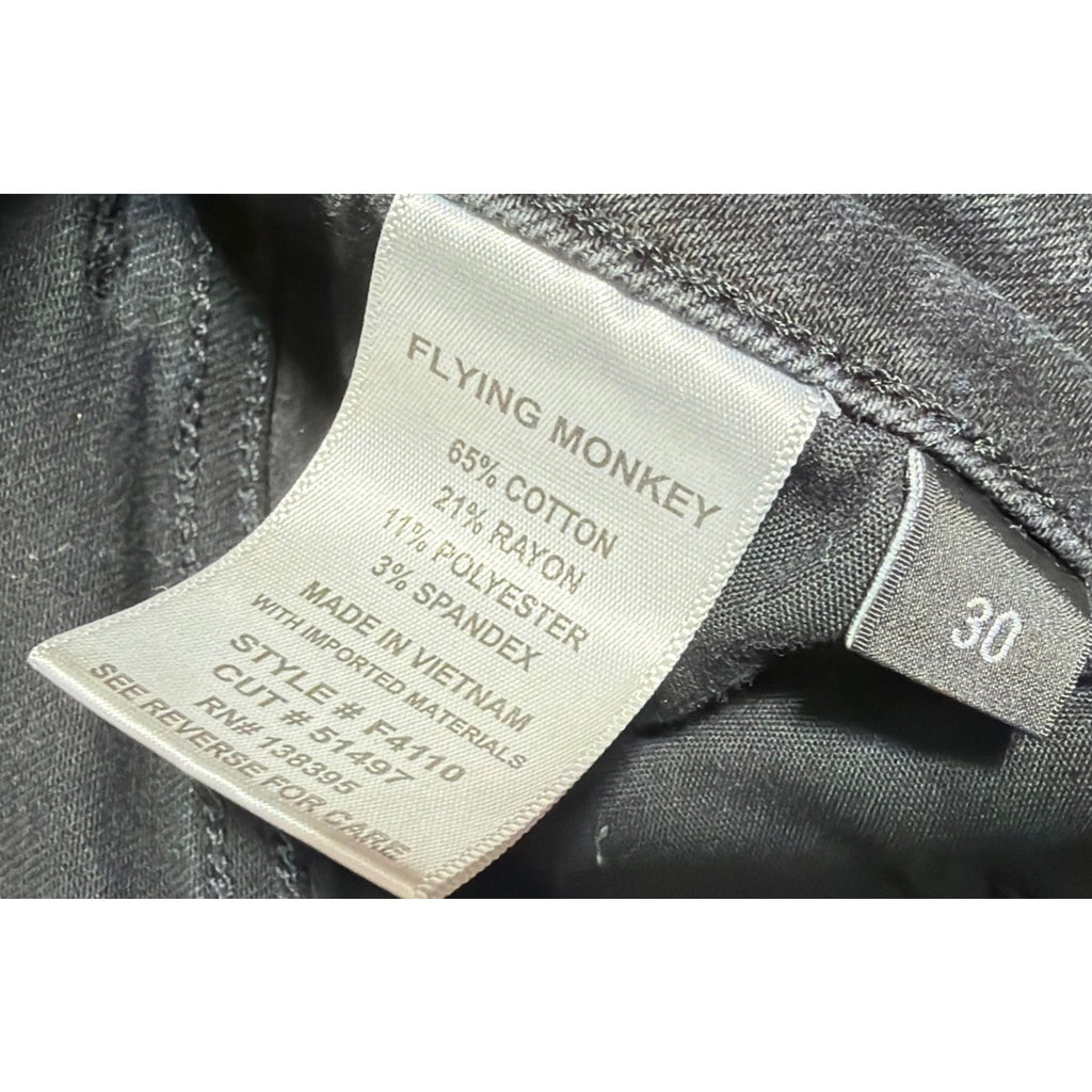 Flying Monkey Womens Hig Rise Slim Crop Jeans 30 Black Stretch Denim Raw Hem