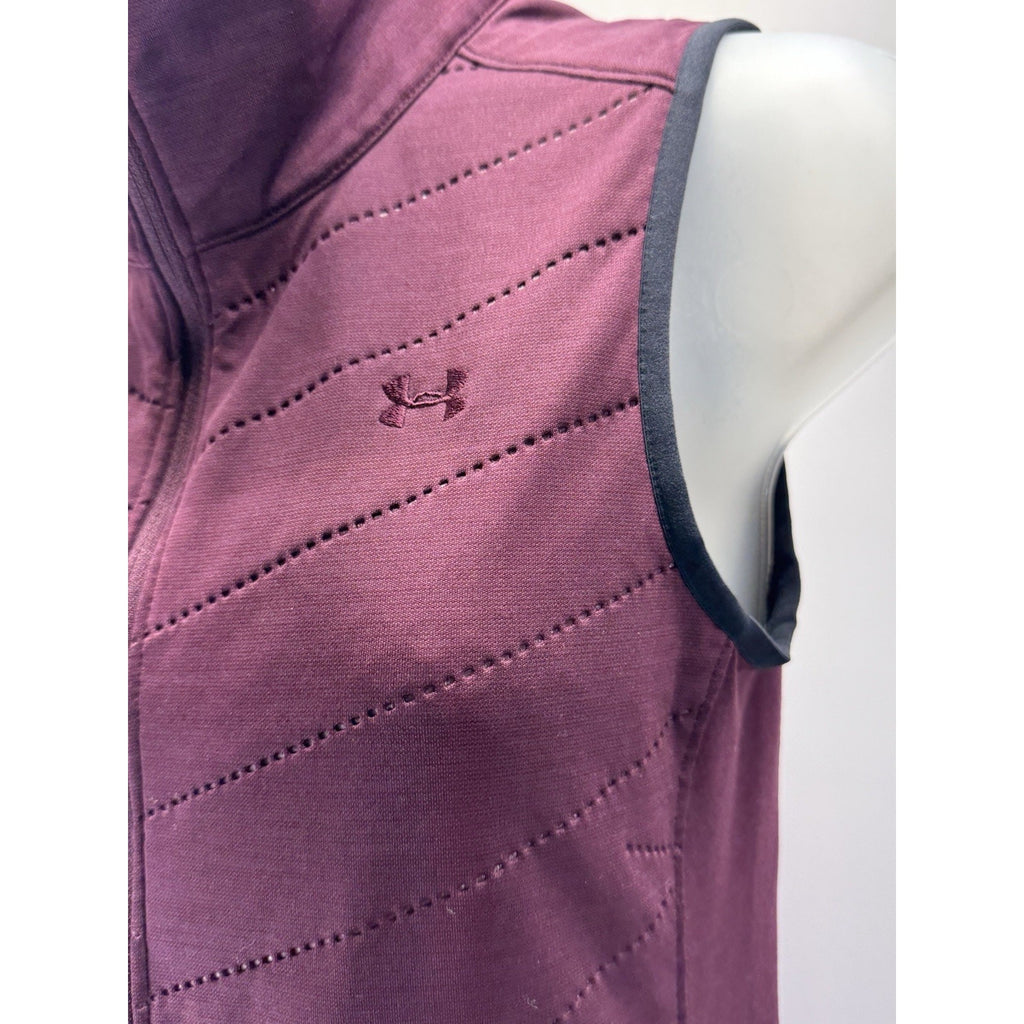 Under Armour Cold Gear Womens X-Small Semi Fitted Maroon Full Zip Vest EUC