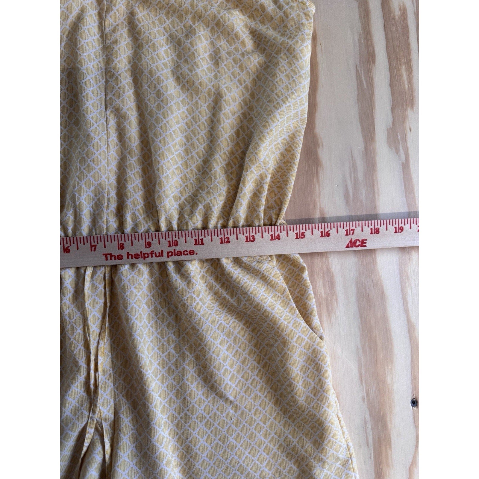 Banana Republic Yellow Geometric Romper Womens Small Sleeveless Drawstring Pocke