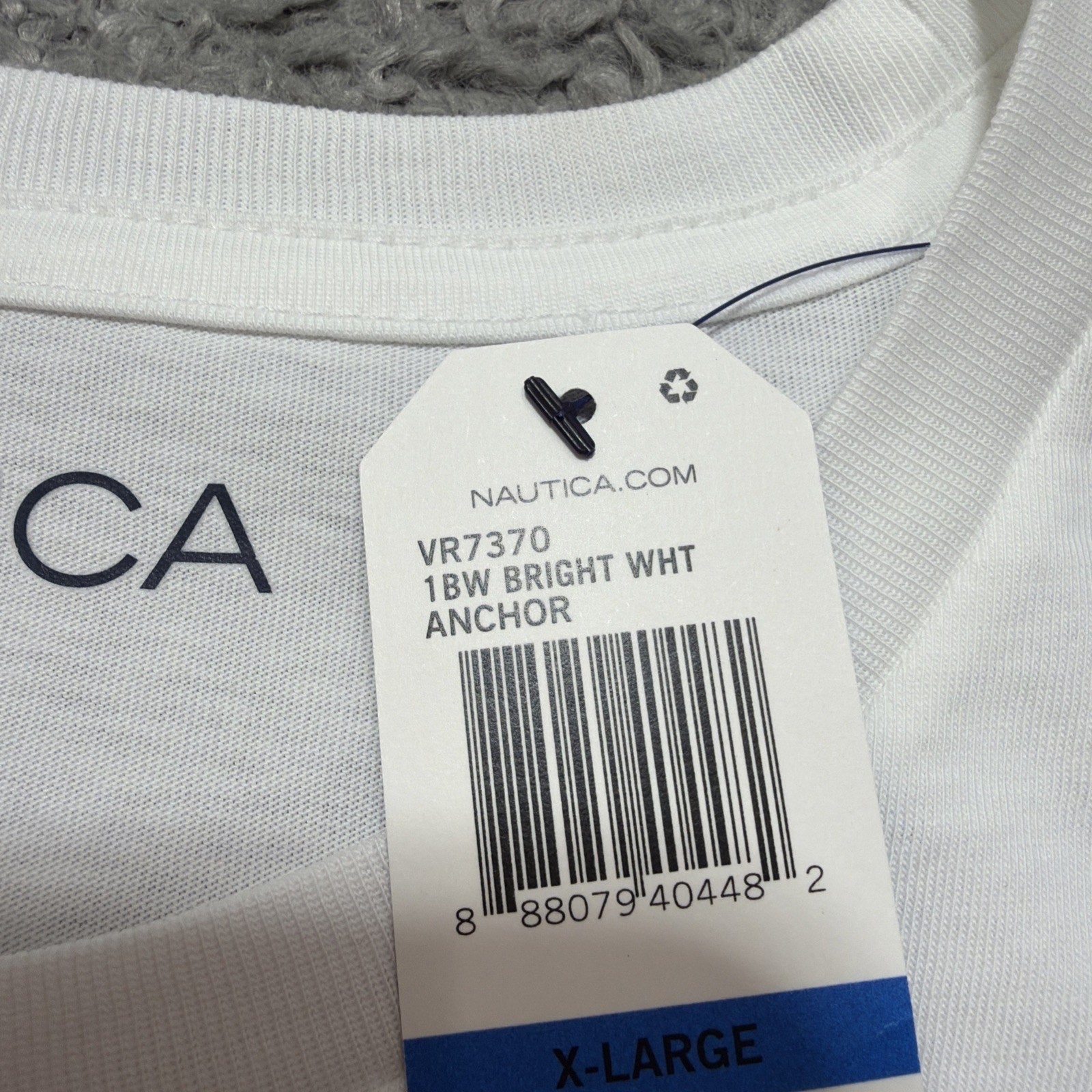 Nautica Men's Anchor Long Sleeve Solid Crew Neck T-Shirt XL Bright White NWT