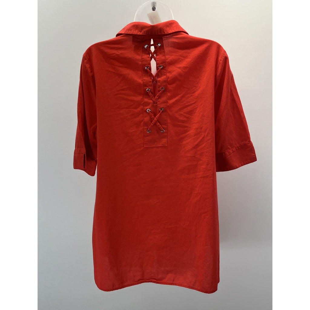 Chicos 1 Stretch Button Front Tunic Shirt Womens Plus Burnt Orange