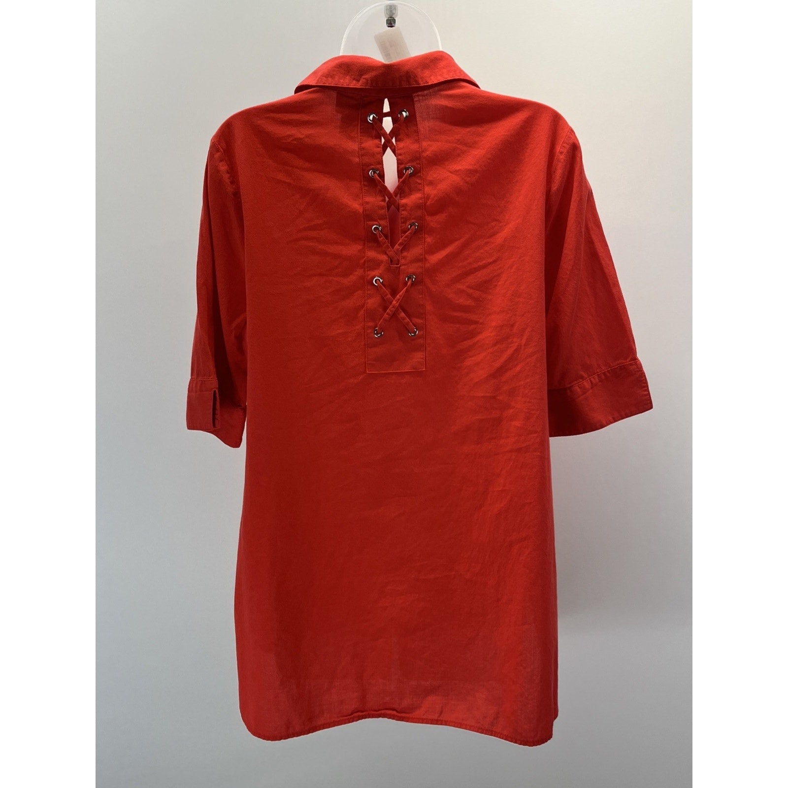 Chicos 1 Stretch Button Front Tunic Shirt Womens Plus Burnt Orange