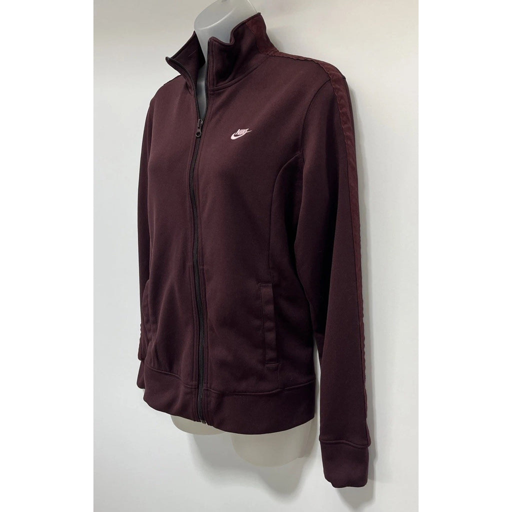 NIKE - Full Zip Track Jacket - Maroon, - Pockets - Size L