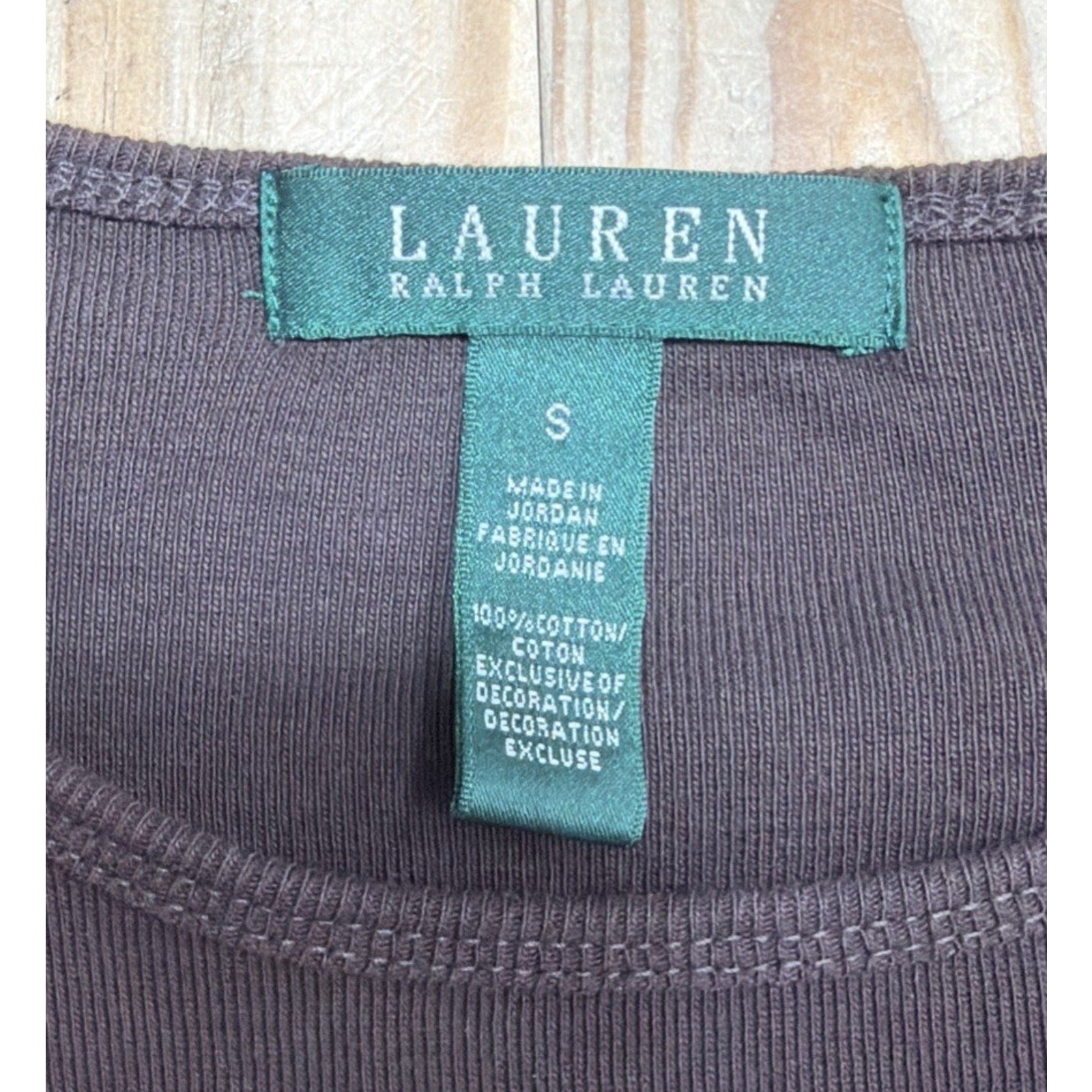 Lauren Ralph Lauren Long Sleeve Boat Neck Pullover Blouse Top Women Small Brown