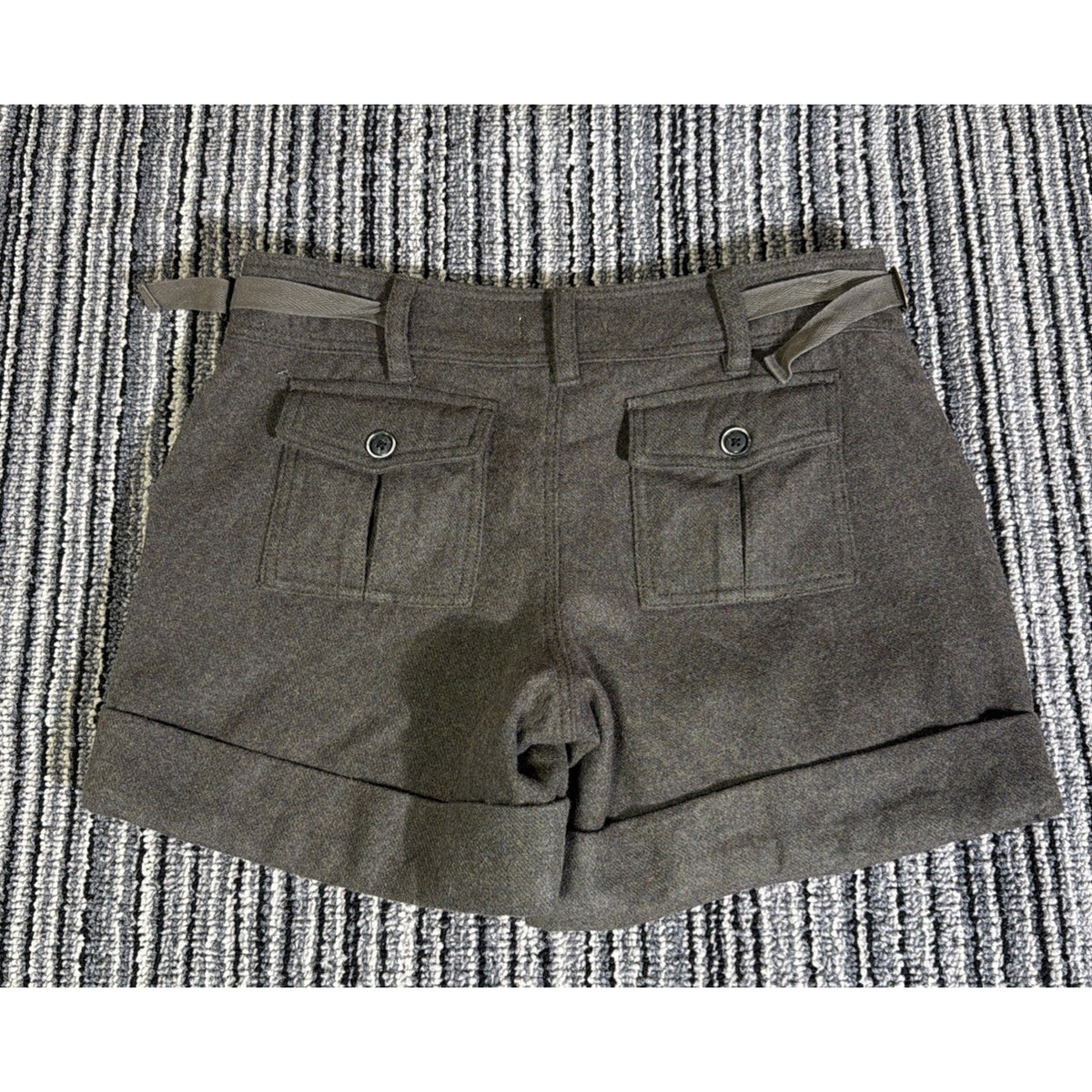 Anthropologie Hei Hei Women's Green Lined Wool Blend Mid Rise Shorts Size 6 30x5