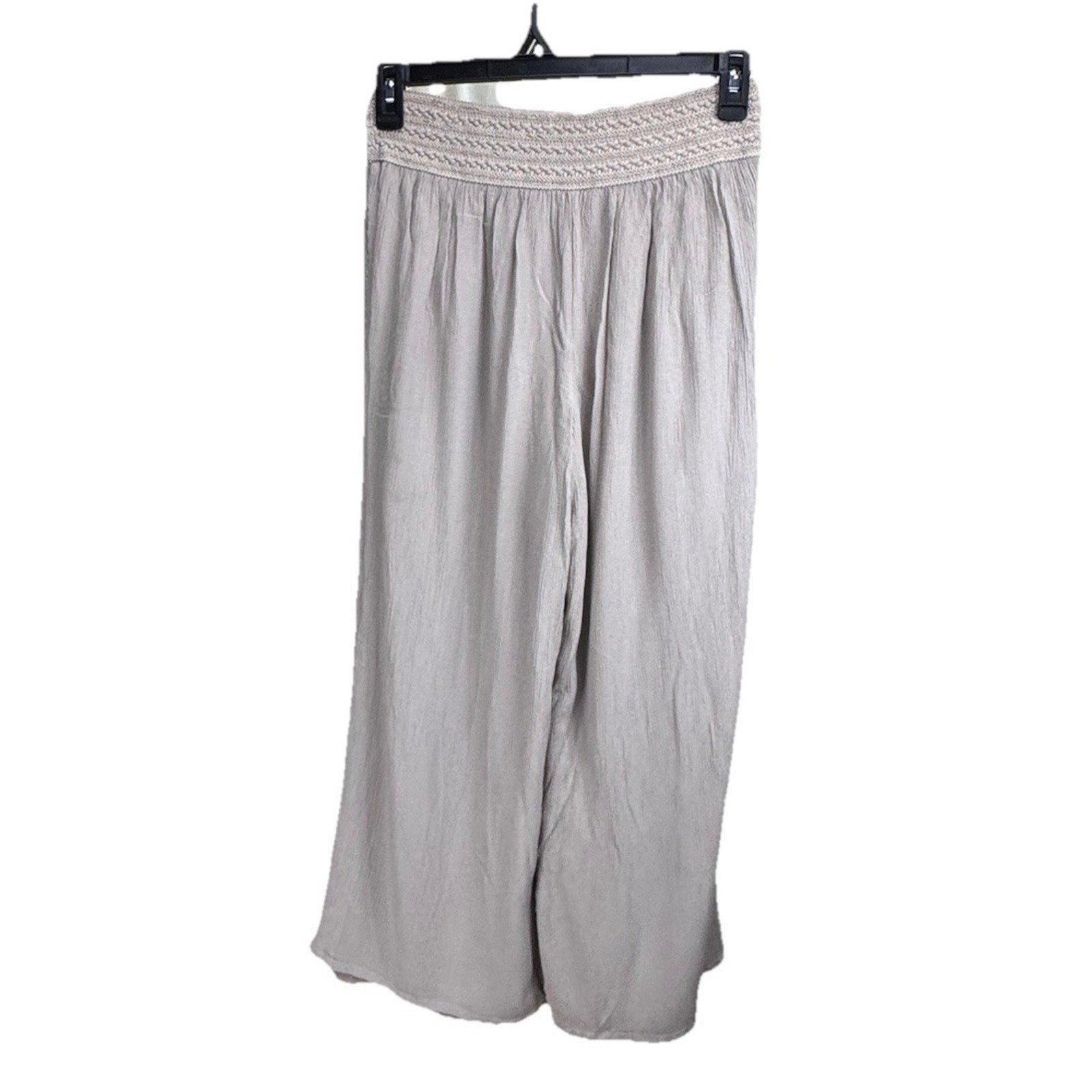 I.N. Studio Solid Crepon Novelty Elastic Waist Wide Leg Pull-On Pants Medium Pet