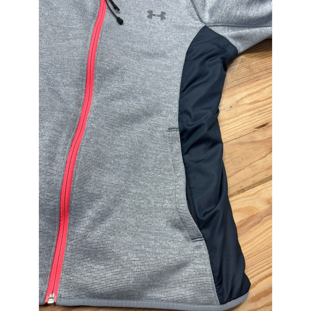 Under Armour Hoodie Women's Medium Running Shirt Grey Long Sleeve Full Zip Storm
