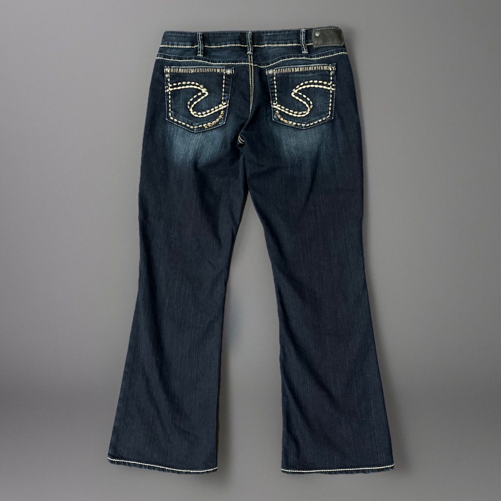 Silver Aiko Bootcut Dark Wash Stretch Denim Jeans Size 33/31 EUC