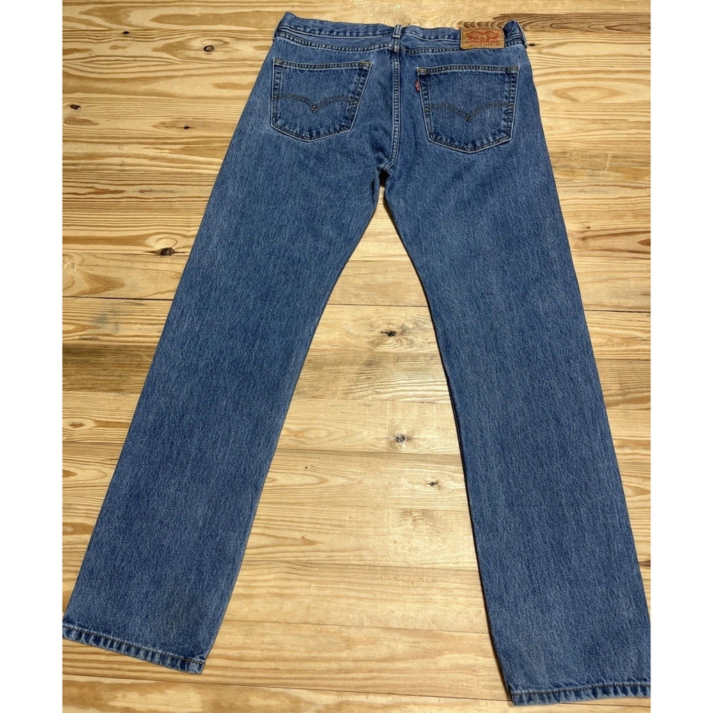 Levis 505 Jeans Mens 36X34 Blue Medium Wash Straight Leg
