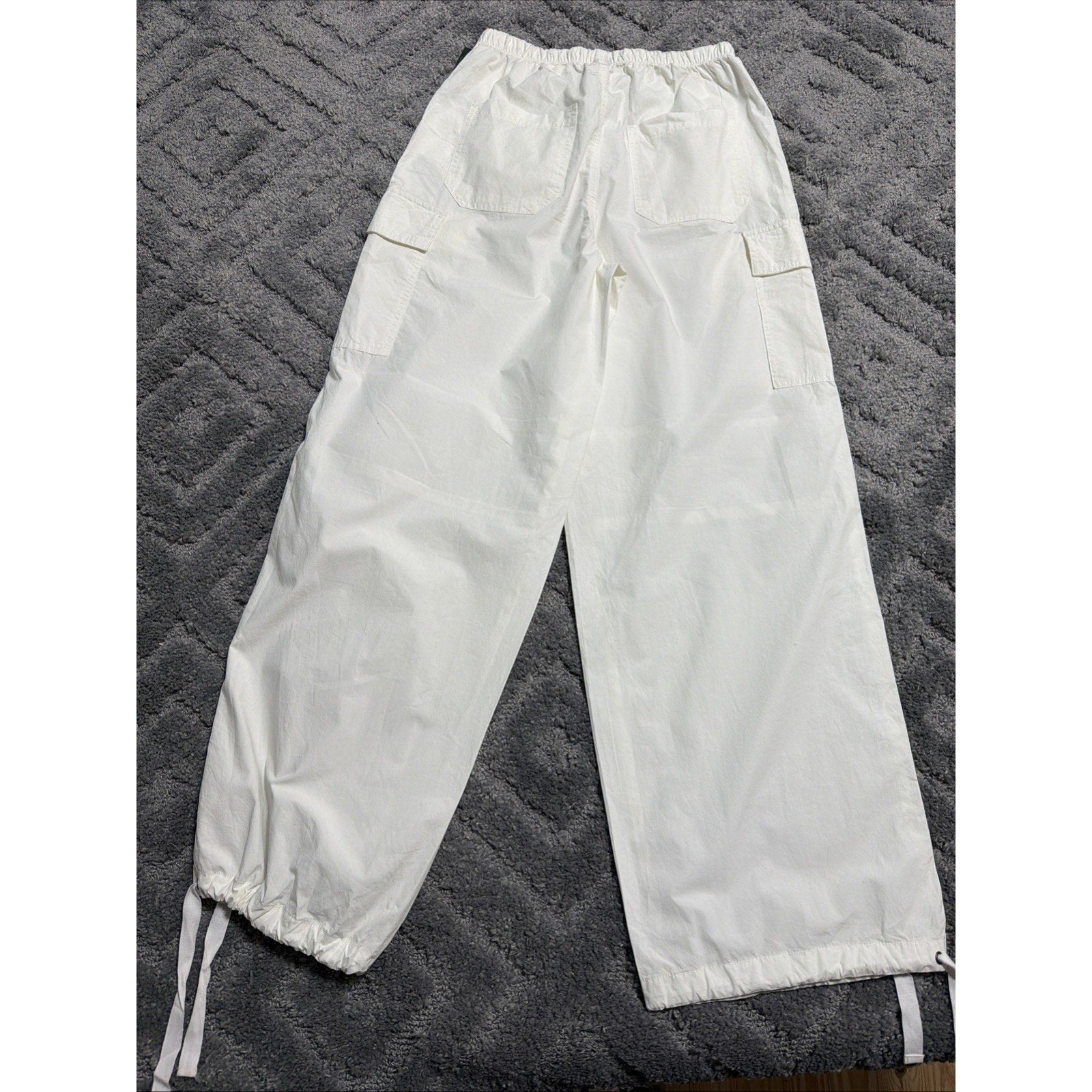 Wild Fable Women's Lightweight Pull On Wide Leg Baggy Cargo Pants Off White XS