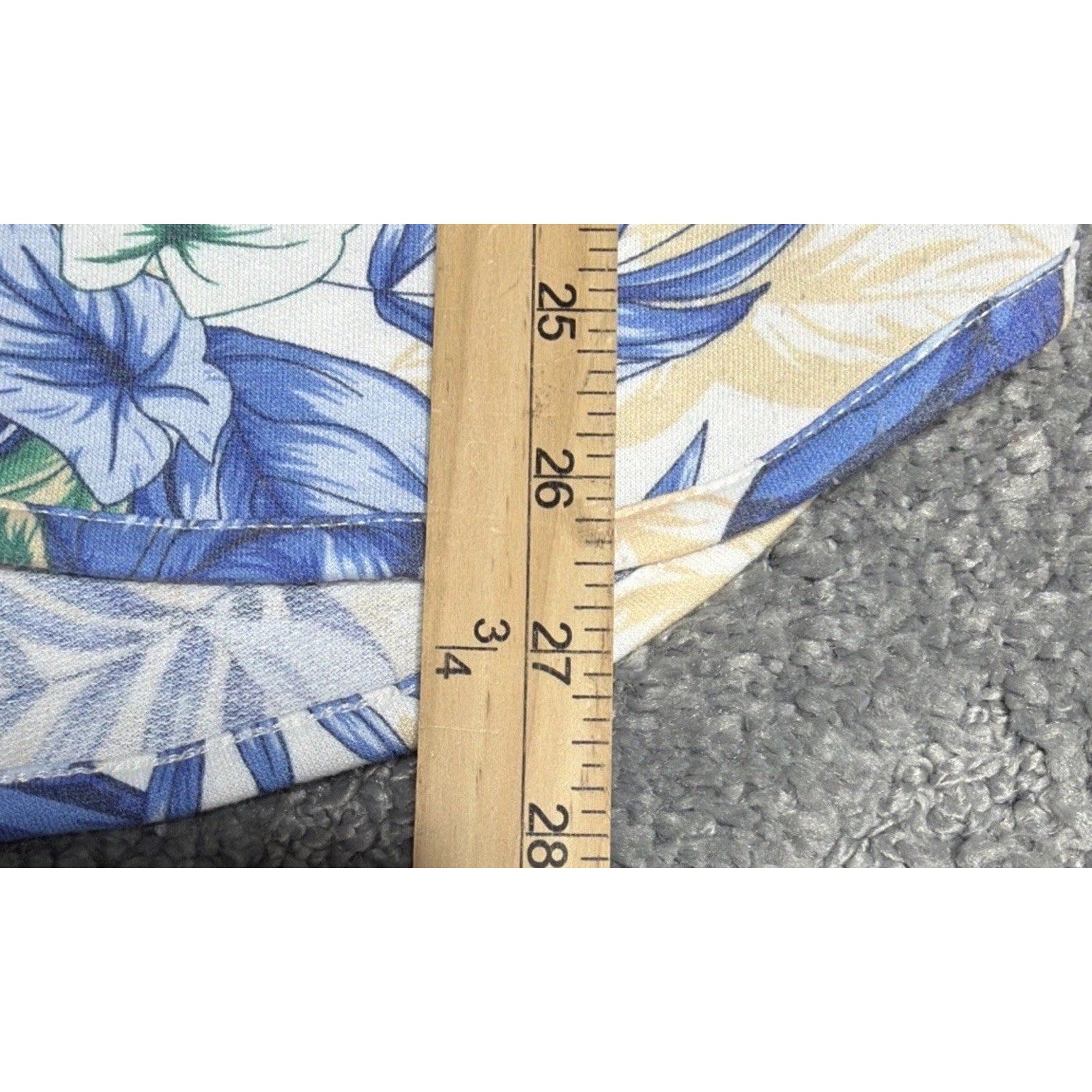 Cupio Women's Top Short Sleeve Slub Knit Blouse Blue White Floral Stretchy Small