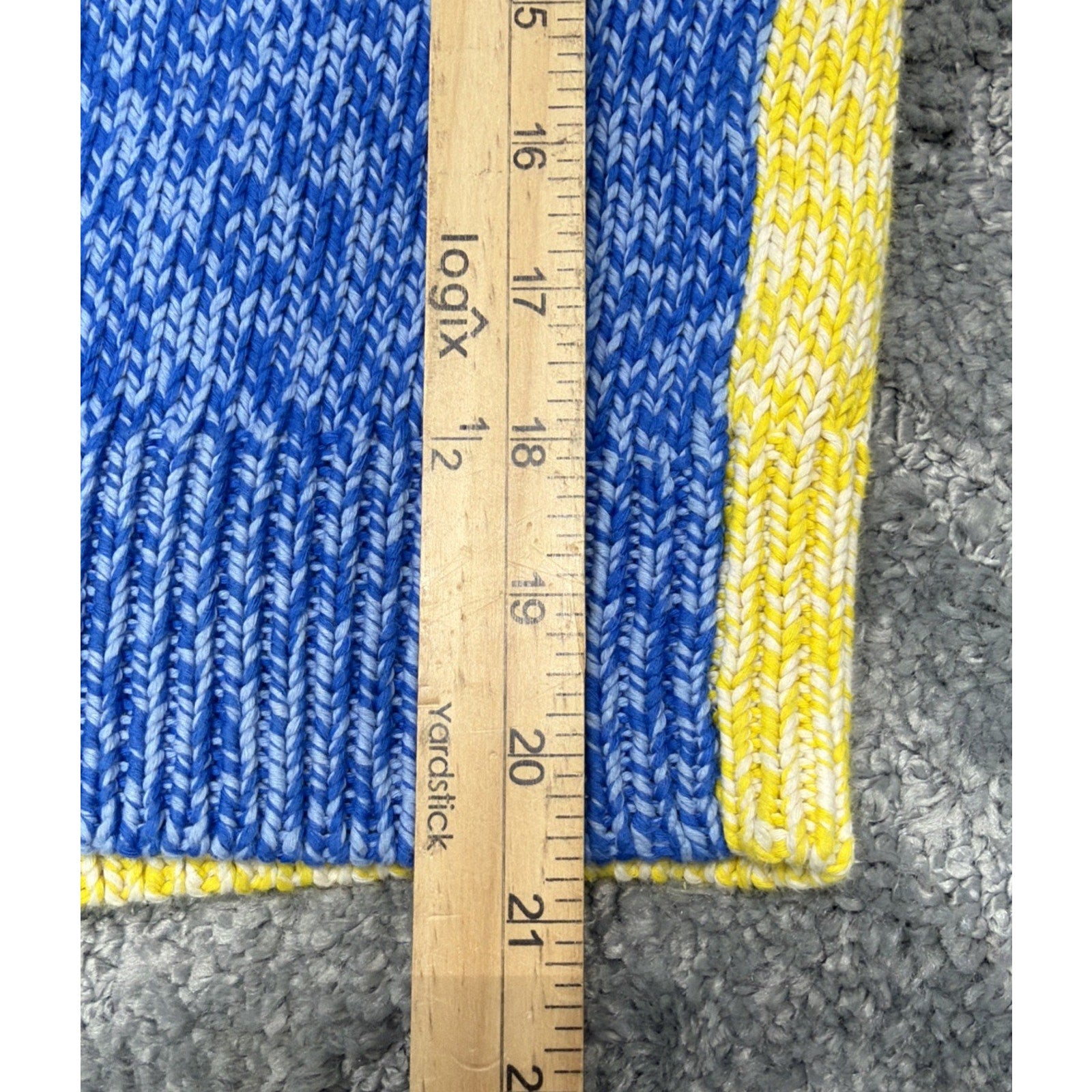 Chinti & Parker Size XS Mock Neck Sweater Blue Yellow Colorblock 100% Cotton