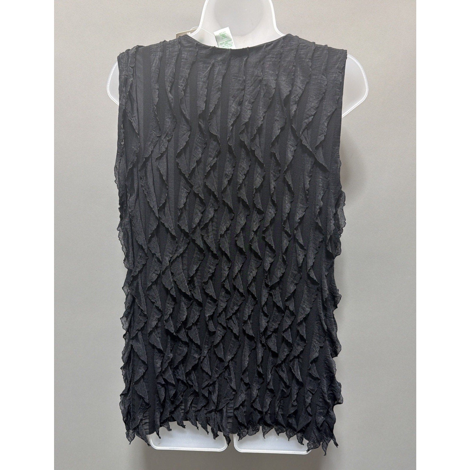 Vintage Laura Ashley Sleeveless Lined Blouse Black Office Ruffles Retro Medium