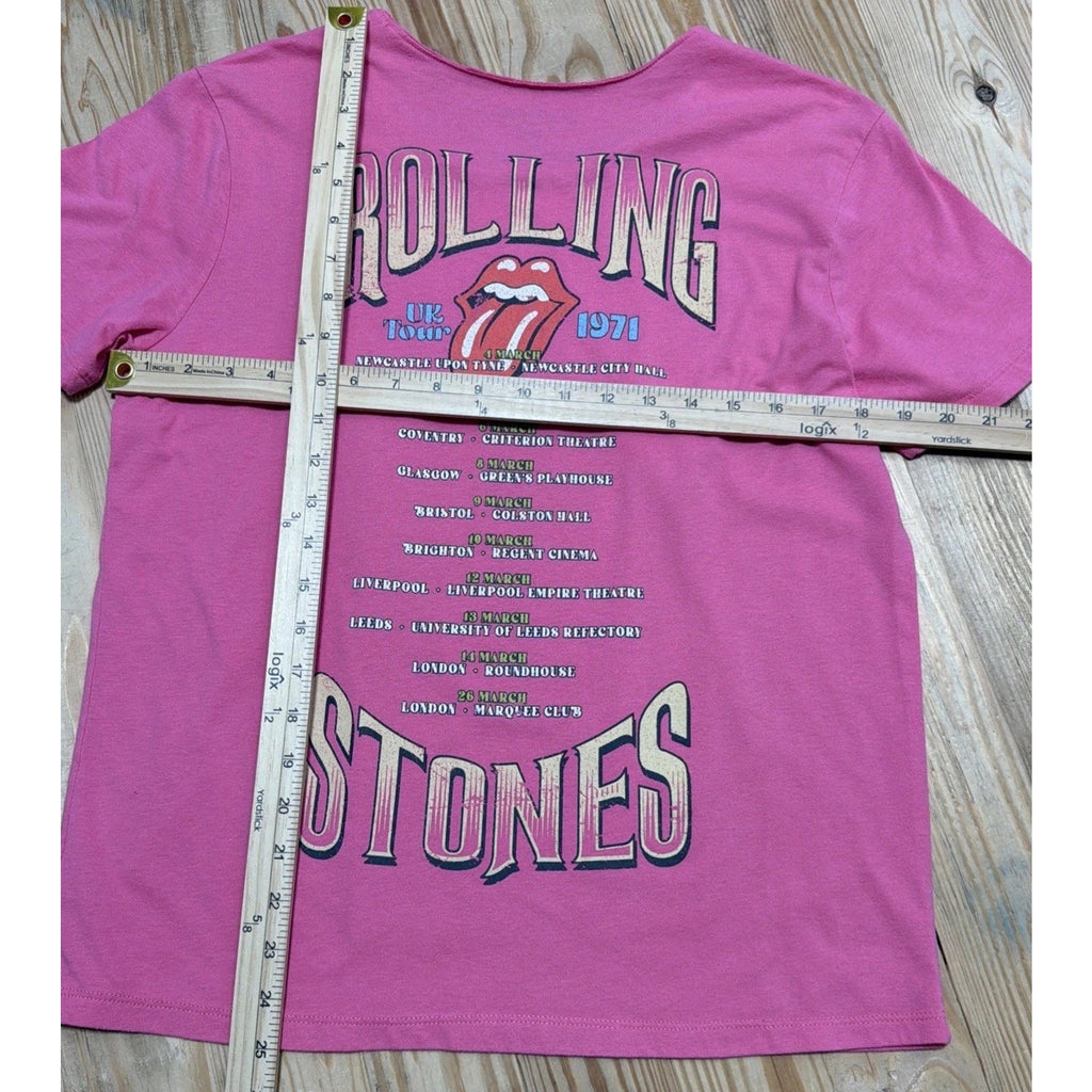 Rolling Stones Shirt Womens Small Pink Hot Lips 1971 Tour Short Sleeve Ladies