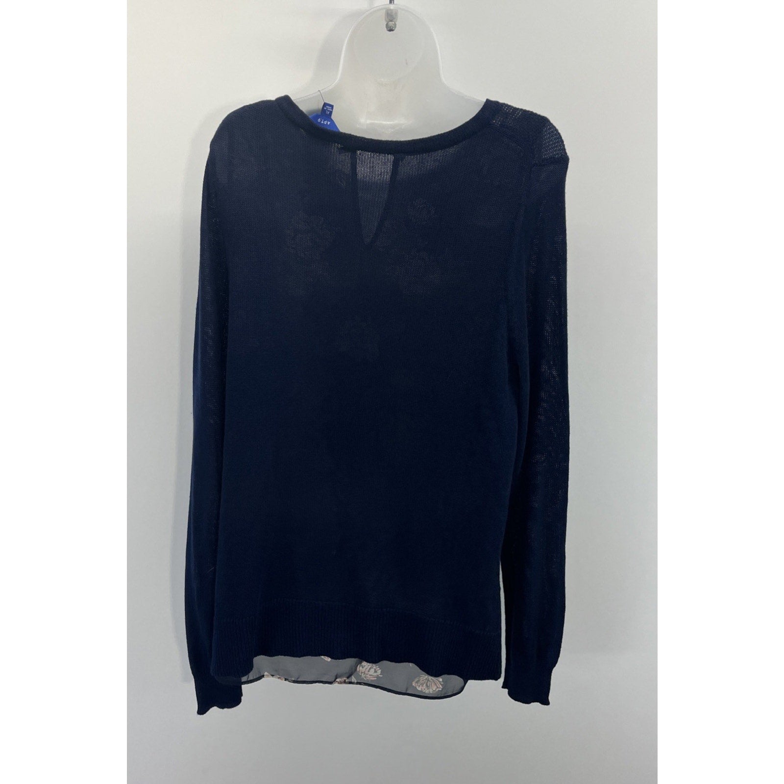 NWT APT. 9 Women’s Round Collar Long Sleeve Lined Sweater Navy Blue Sz XL
