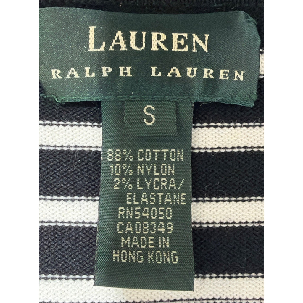 Ralph Lauren RLL Navy blue stripe Sweater V neck pullover Nautical VTG SIZE S