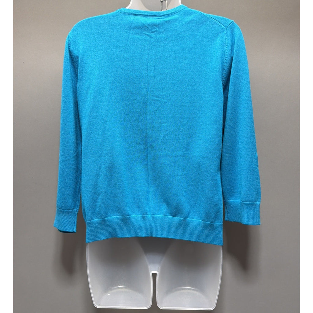 Cable & Gauge Women's Blue Cardigan Knit Sweater Size L Long Sleeve Button-Up