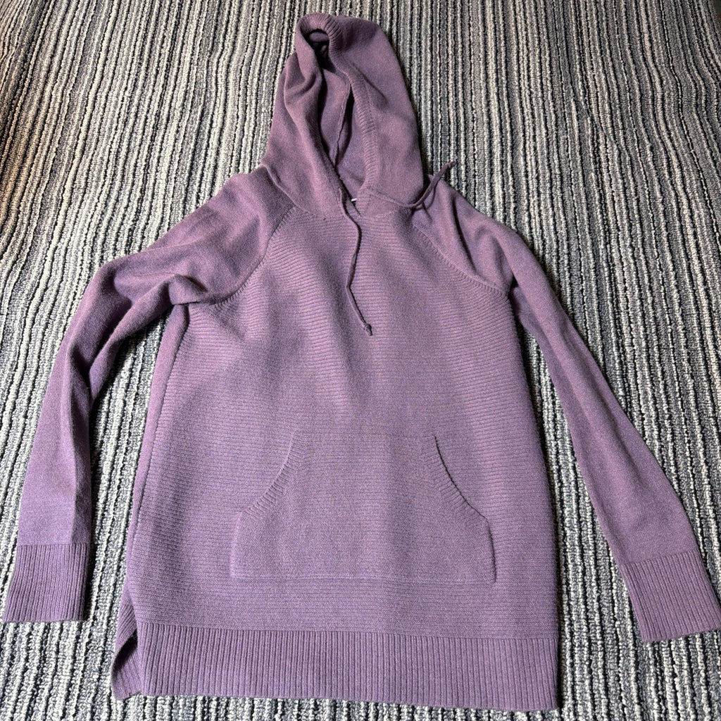 New Sonoma Women's Plum Textured Tunic Hooded Soft Sweater Size Large