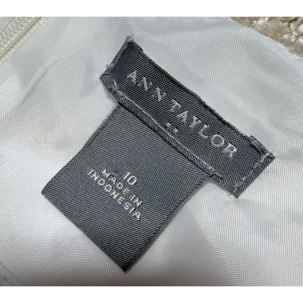 Ann Taylor Loft Black White Lined Color Block Combo Sheath Dress Size 10 Nice!