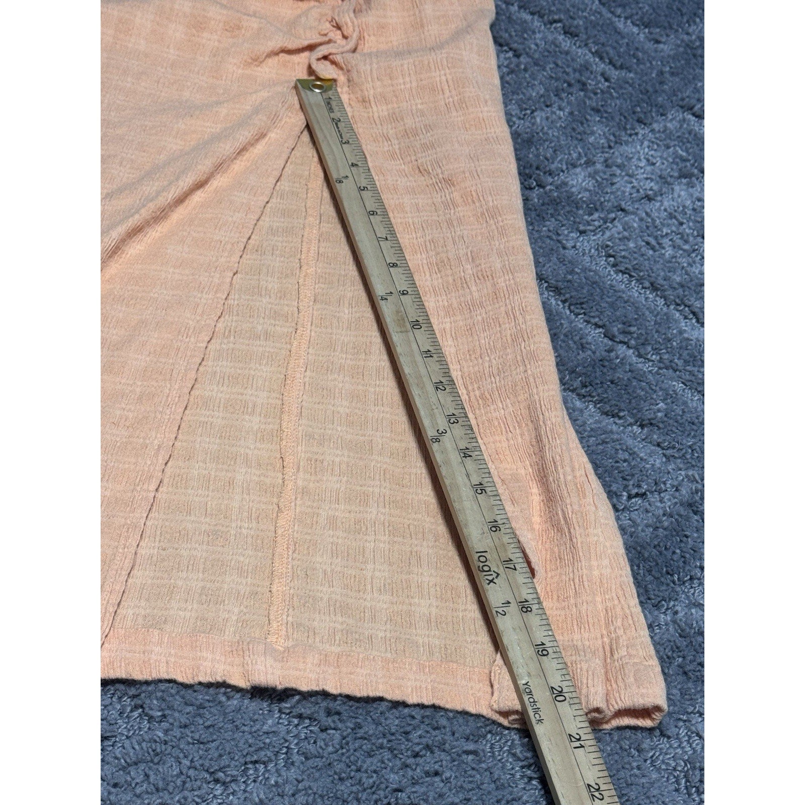 FREE PEOPLE Kokomo Peach Midi Tank Dress Ruched Side Slit Cotton Blend Size Med