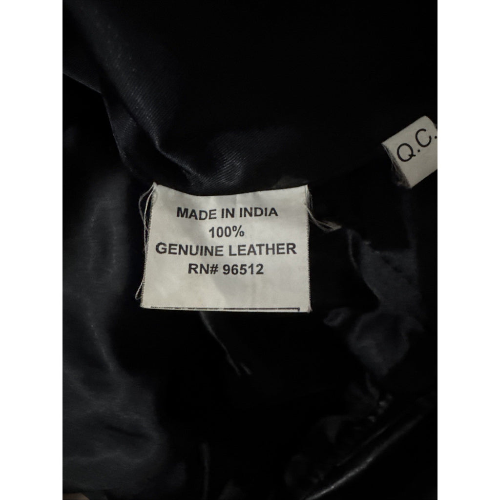 SAGUARO Black GENUINE LEATHER Jacket Women's Size M Reg Lined Coat Buttons