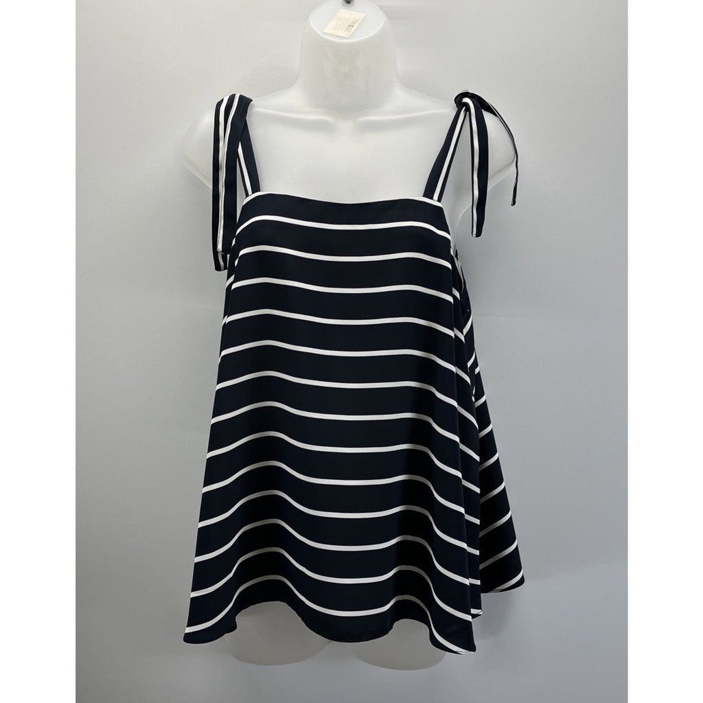 NWT Banana Republic Tank Top Womens Small Navy Stripe Tie Shoulder
