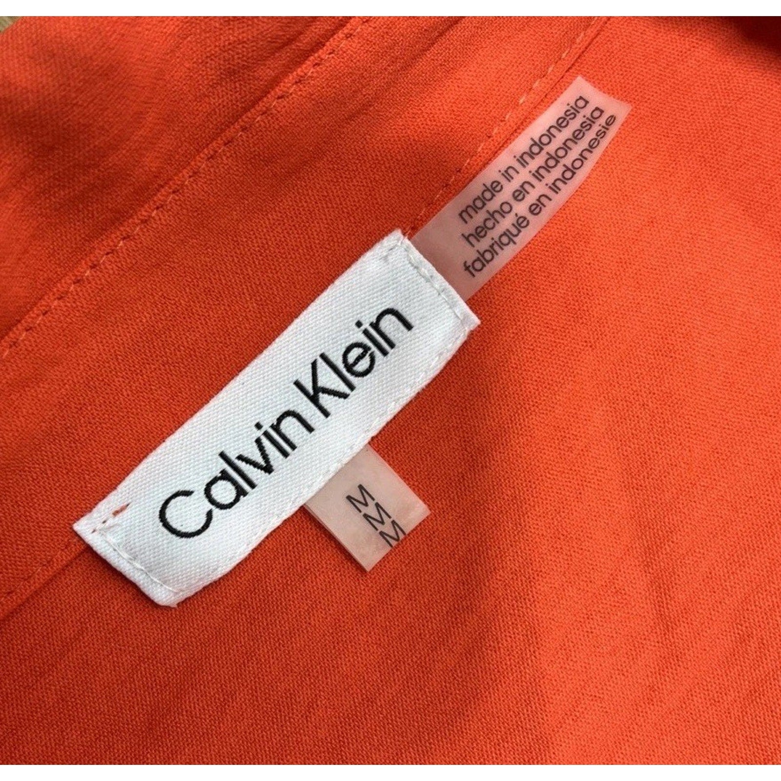 Calvin Klein Orange Long Sleeve Blouse Top Size M