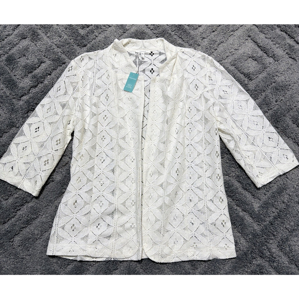Maurices ALL LACE Embroidered White Lace Cardigan Size Large New