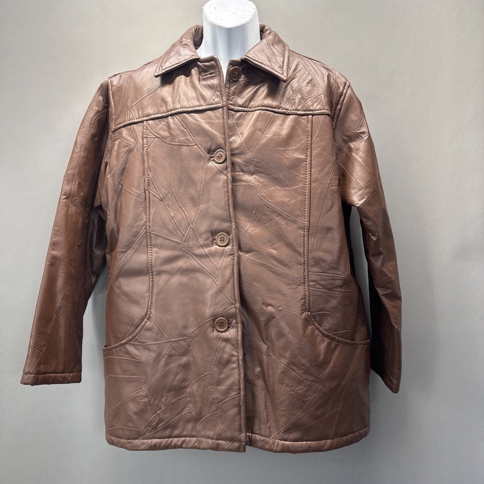 Tudor Court Genuine Leather By Haband Brown Button Up Removable Liner Men’s XL