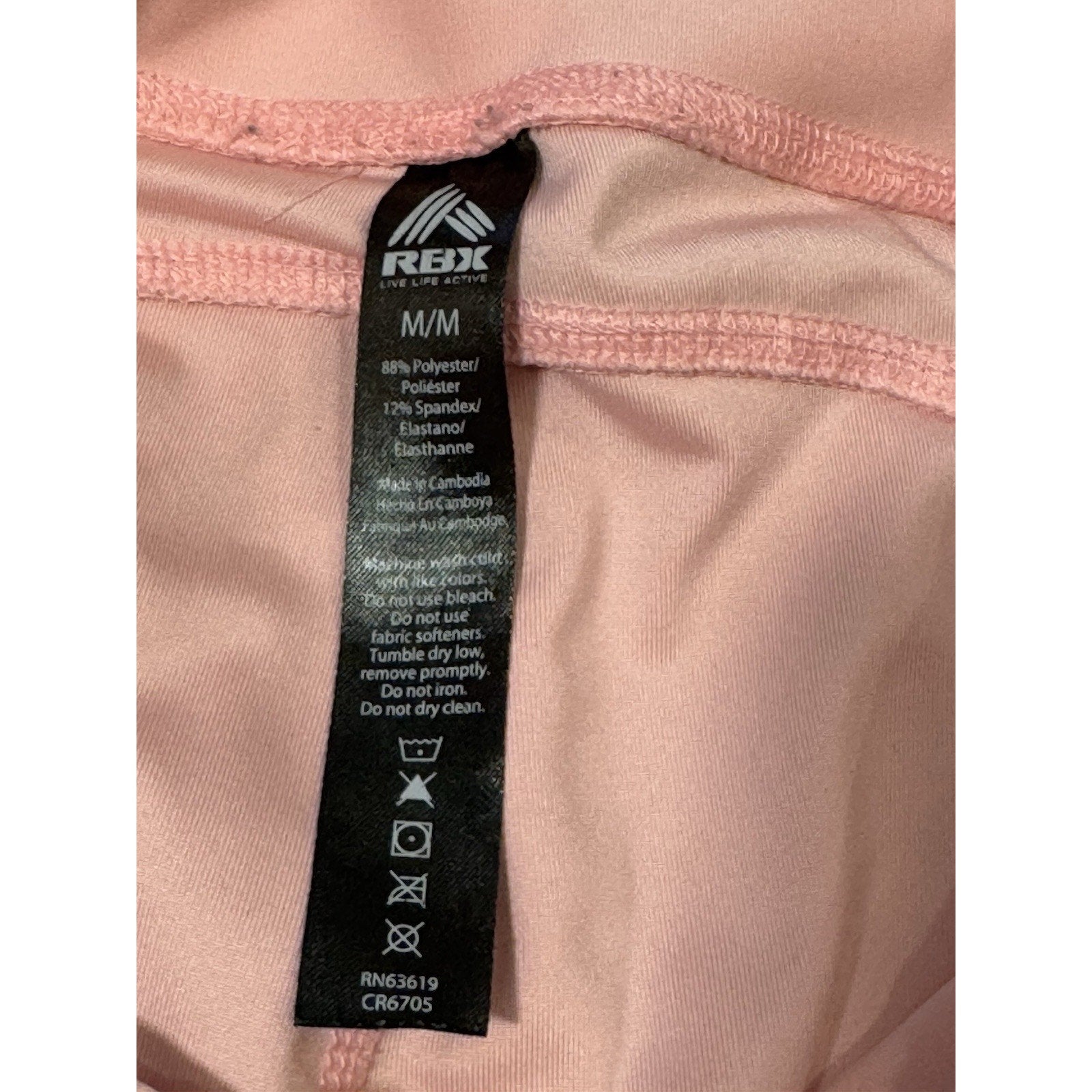 RBX L Pink Ribbed Cell Phone Pockets Capri Leggings Women’s Size Medium