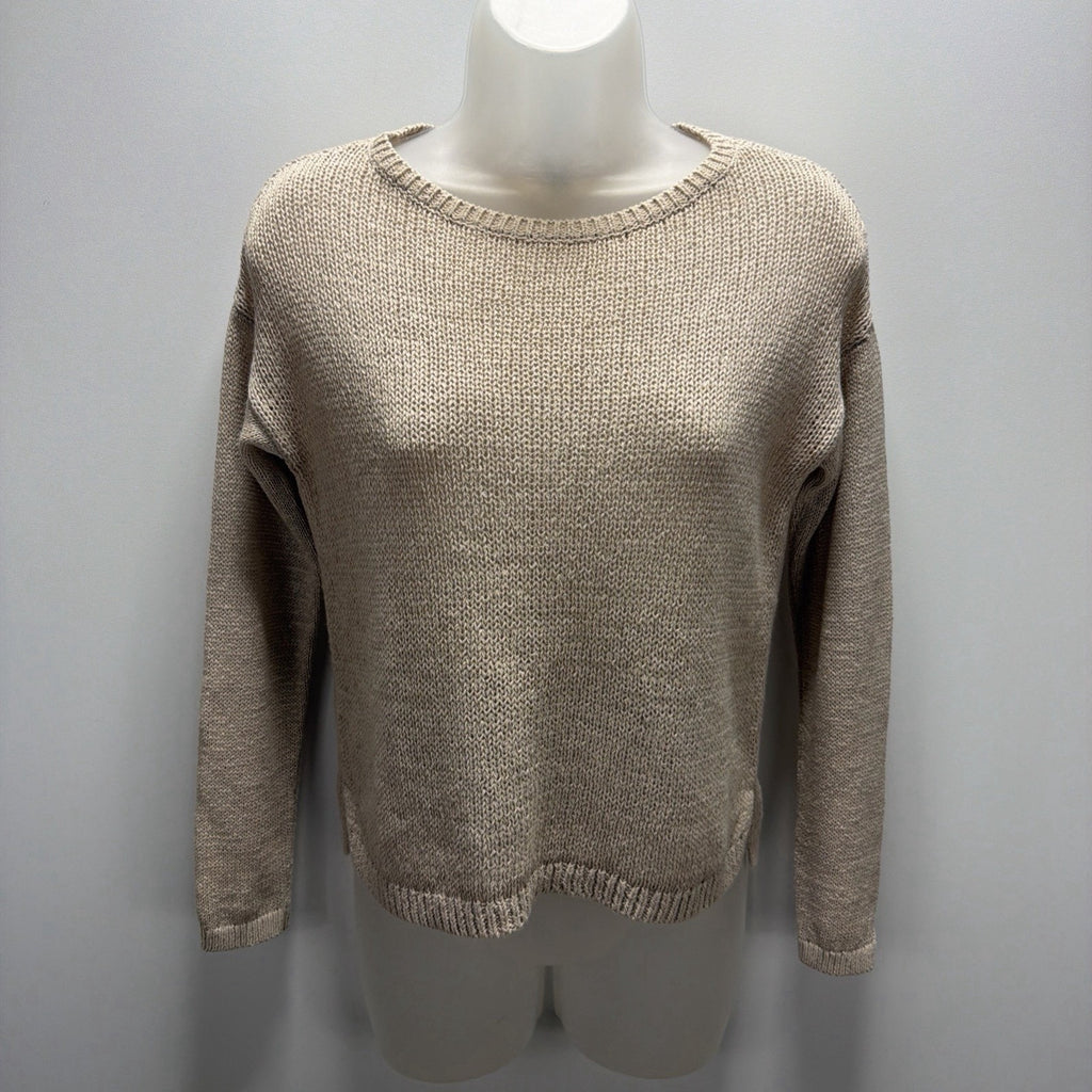 Loft Ann Taylor Sweater Women XSP Long Sleeve tan beige pullover Lightweight