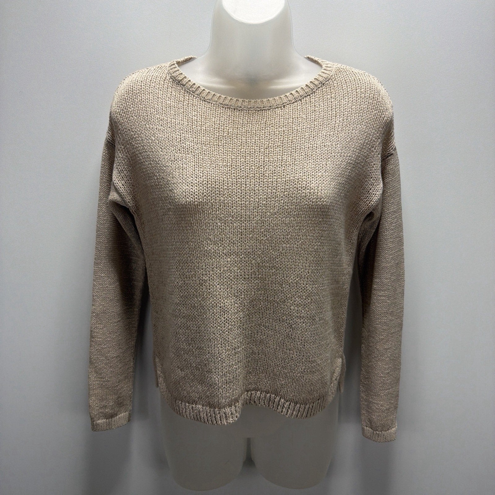 Loft Ann Taylor Sweater Women XSP Long Sleeve tan beige pullover Lightweight