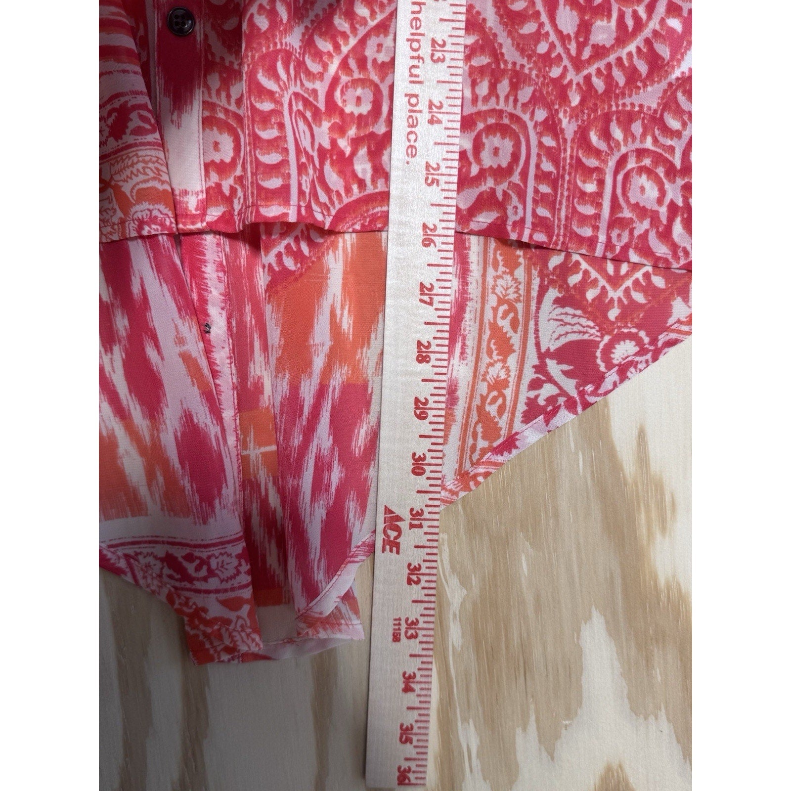 Maurices Women’s Large Sleeveless Button Front Hi Low Tank Top Pink Orange New