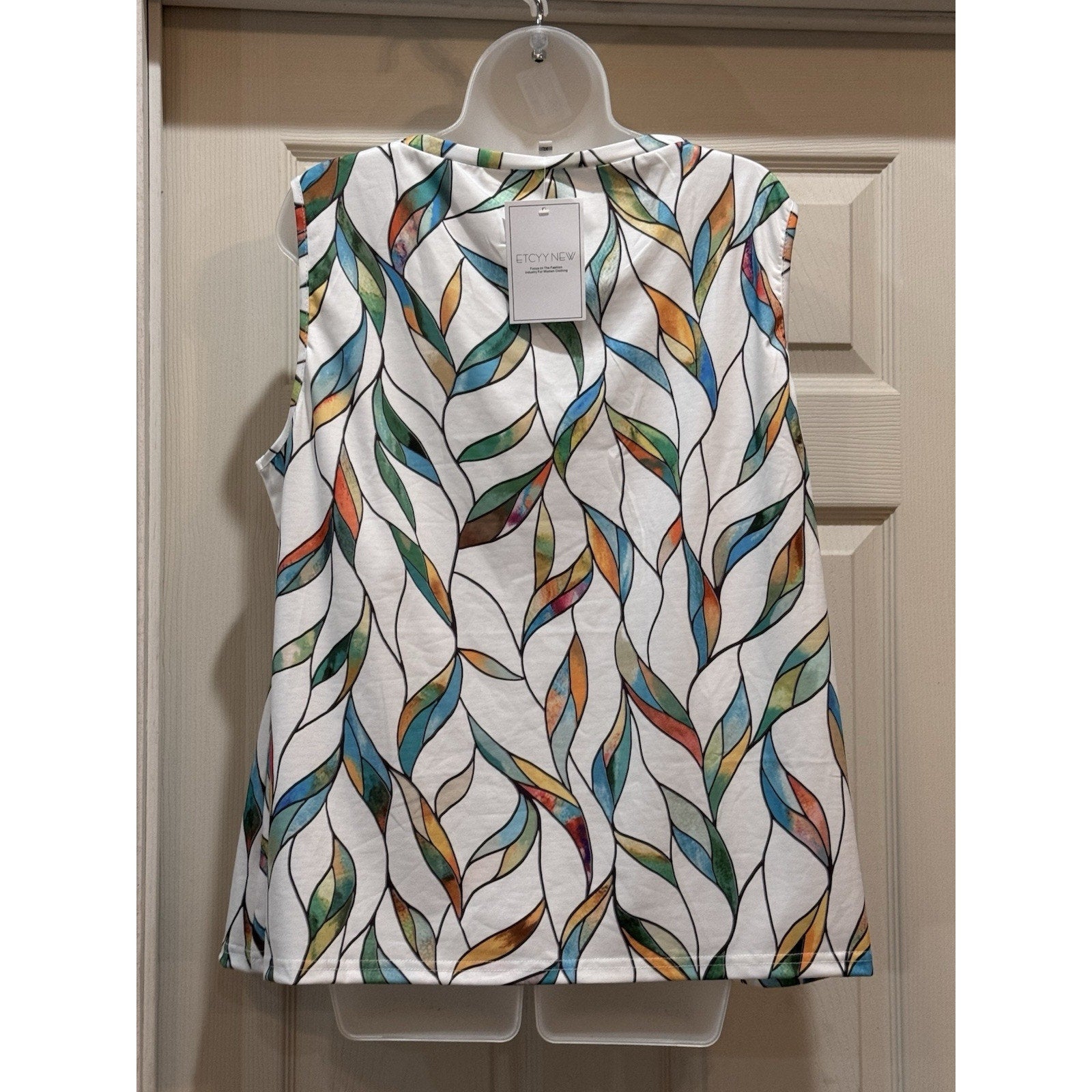 ETCYY White With Tie Dye Print Women’s Sleeveless Size XL NWT