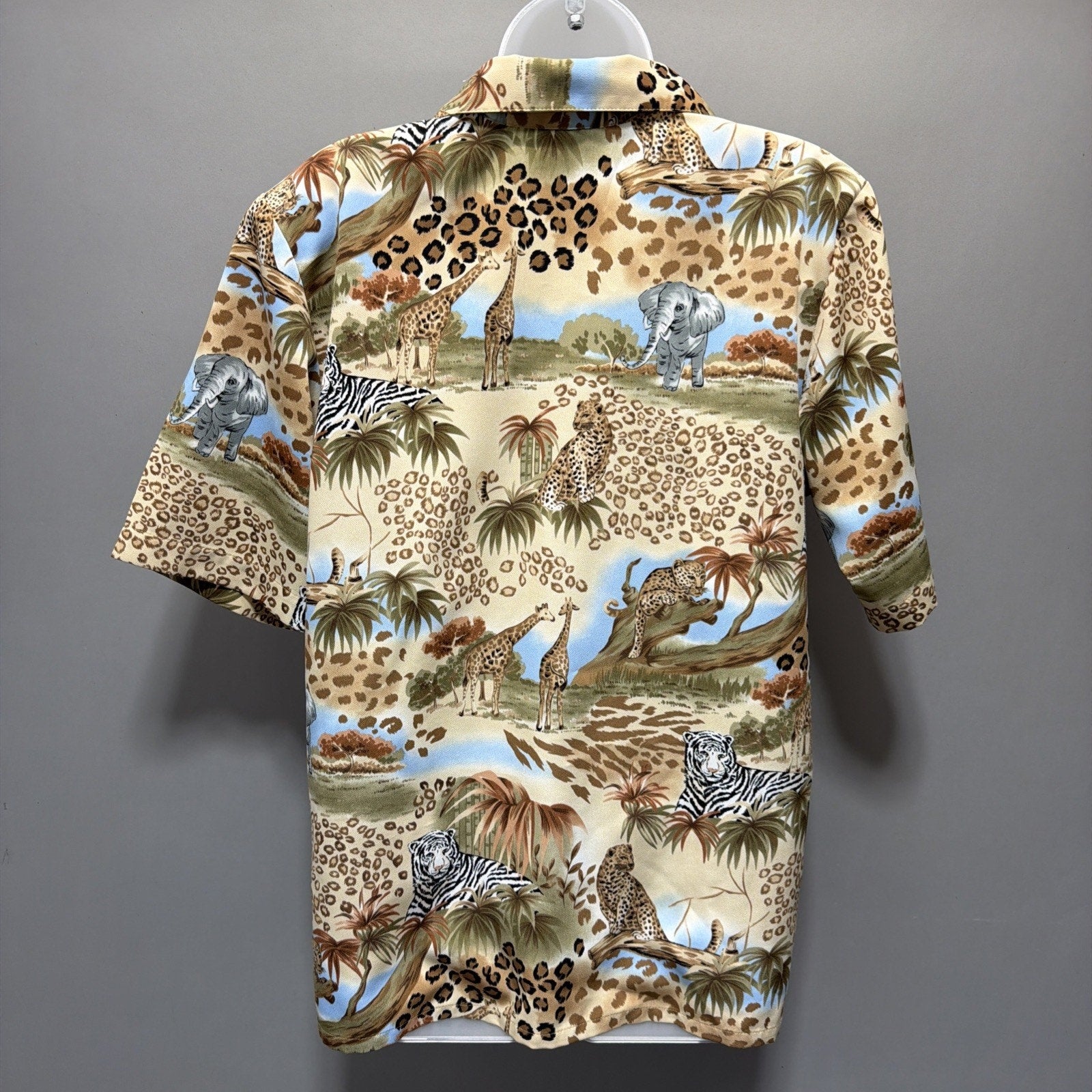 Vintage 90s Bon Worth Womens Casual Safari Animal Print Shirt Blouse Size Small